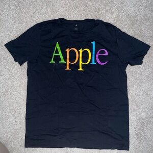Apple Black Tee with Rainbow Logo